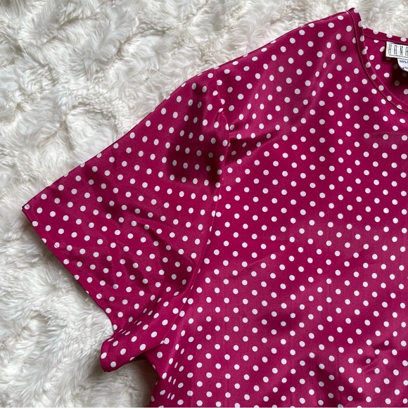 Vintage 90s Hana Sung Pink and White Polka Dot Top - Picture 8 of 13